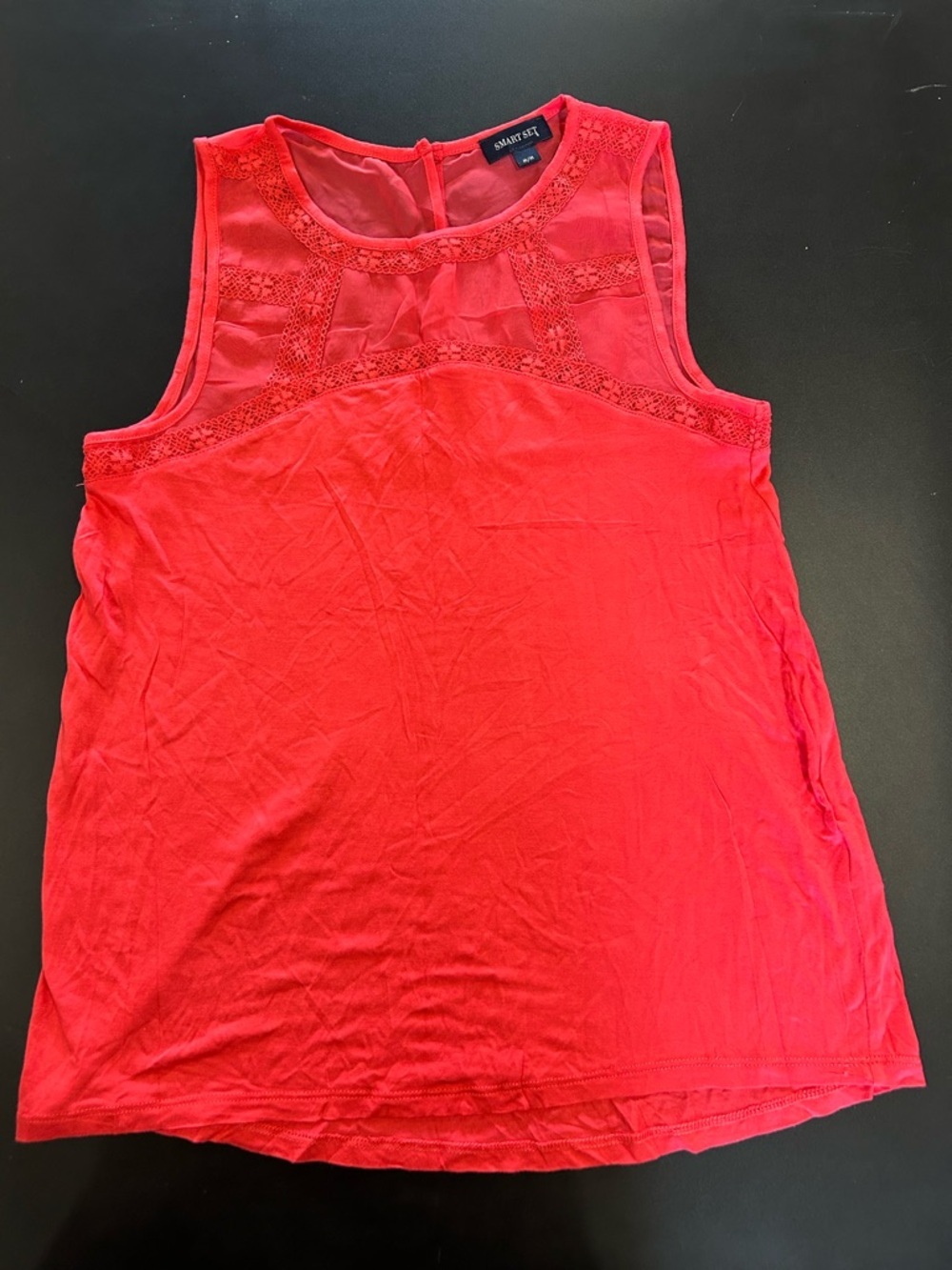 Smart Set Red Tank with Lace Detail